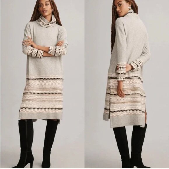 Anthropologie Dresses & Skirts - Anthropologie Daily Practice Turtleneck Sweater Dress Removable Collar Fair Isle